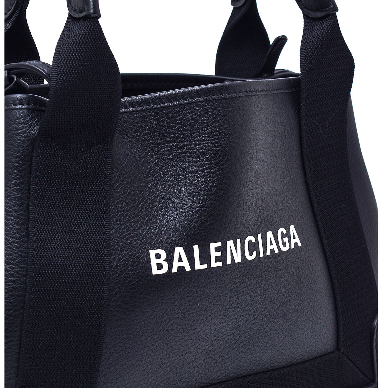 Balenciaga - Black Calfskin Leather Small Cabas Bag with Pouch